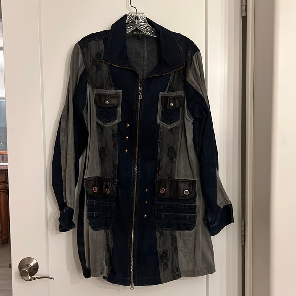 Super cool edgy denim zip up dress shacket
